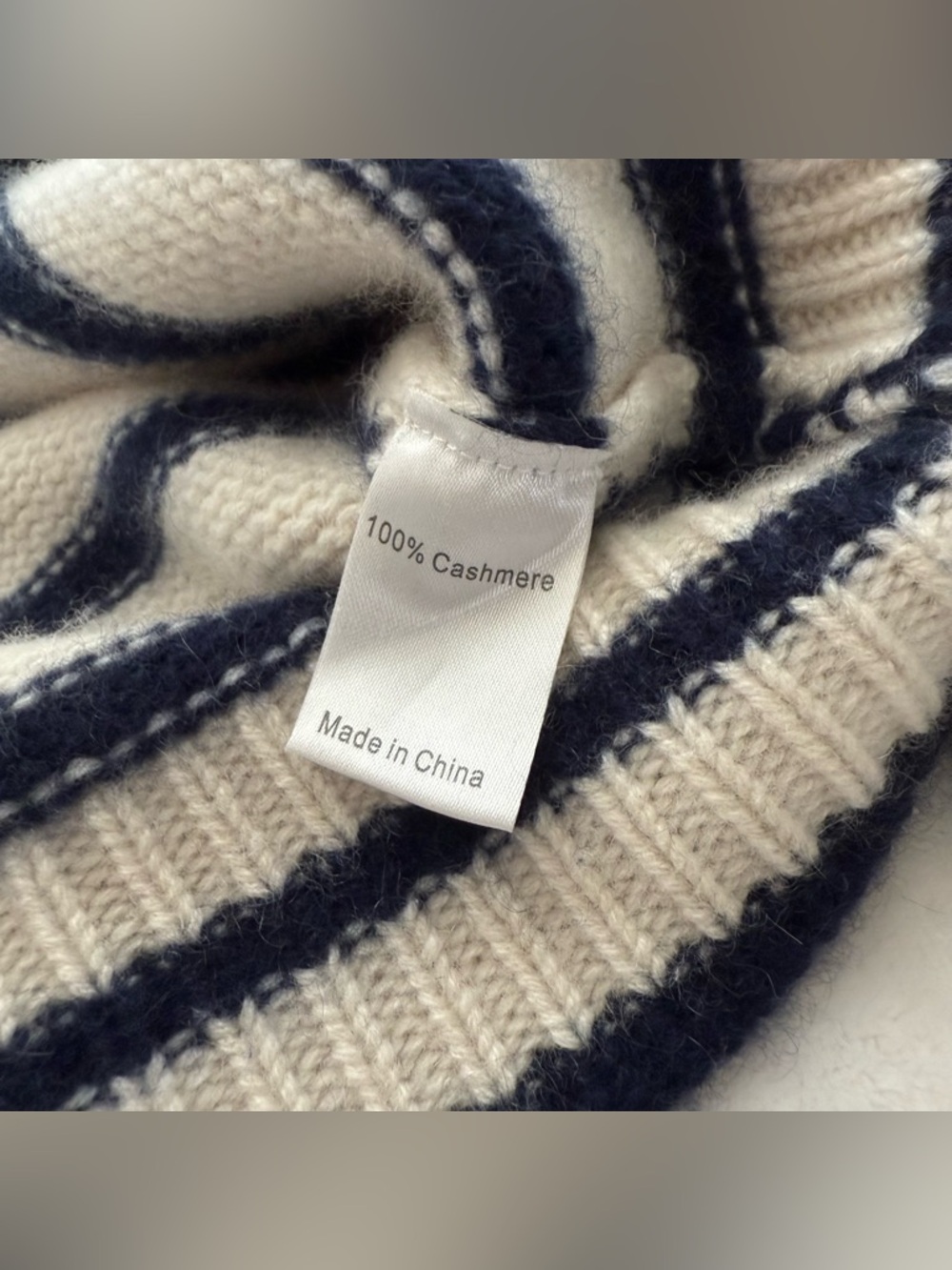 La Ligne Hardy Striped 100% Cashmere Pullover Sweater Medium Blue Cream Knit - Picture 9 of 13